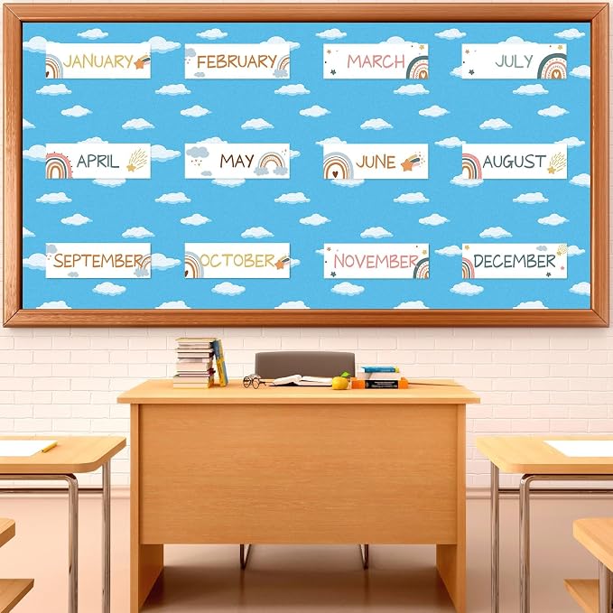 Qyeahkj Sky White Cloud Bulletin Board Paper Roll Cloud Bulletin Board