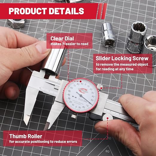 Metric Dial Caliper 0-150mm Precision Measuring Tool | ±0.02mm Accuracy