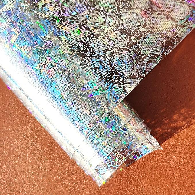 HYANG Transparent Rose PVC Super Clear Holographic Vinyl Faux Leather Sheets 1