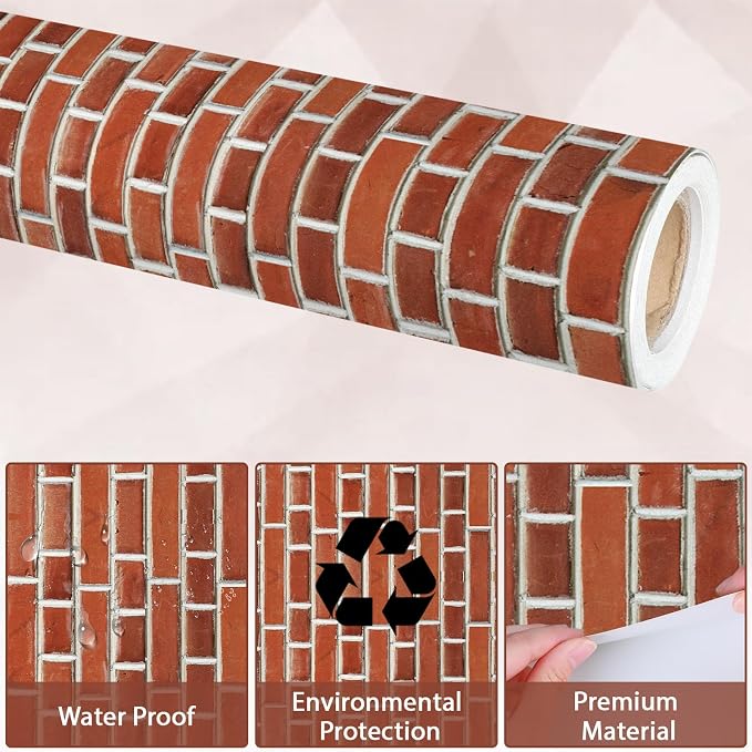 Qyeahkj Red Brick Bulletin Board Paper Roll Fireplace Bulletin Board Background