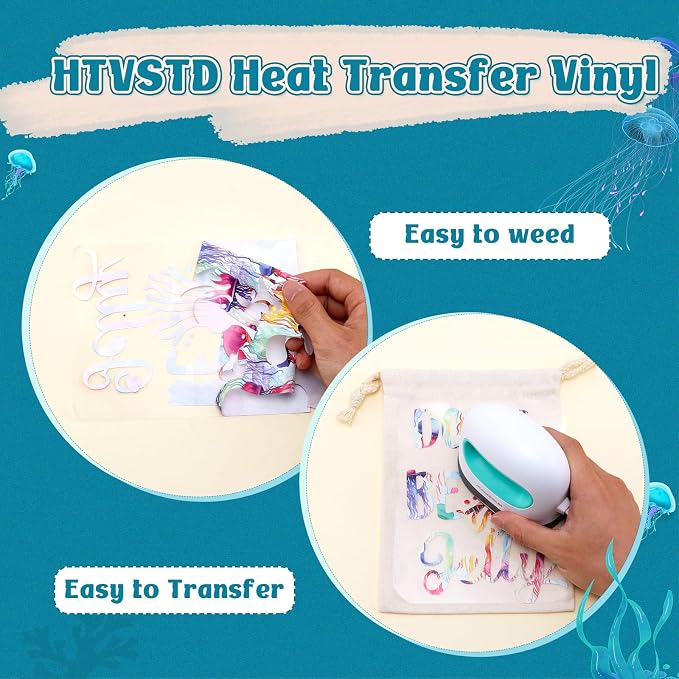 HTVSTD Glow in The Dark Jellyfish Heat Transfer Vinyl 6pcs 12×10in | Luminous