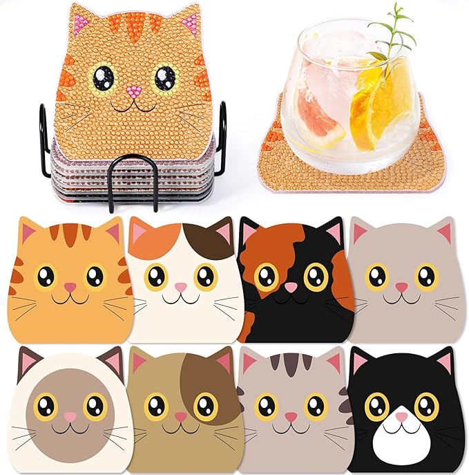 Cat Diamond Art Painting Coasters Kit