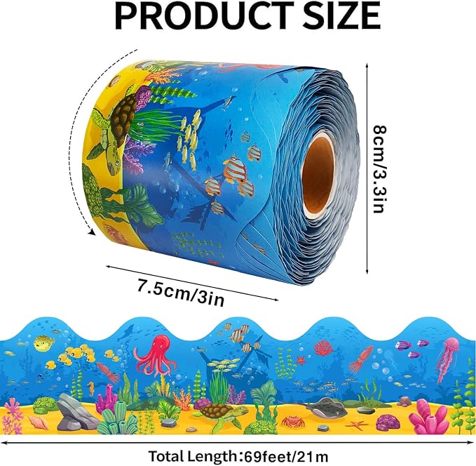 69Ft Ocean Bulletin Board Borders Summer Under The Sea Trimmer Stickers Fish