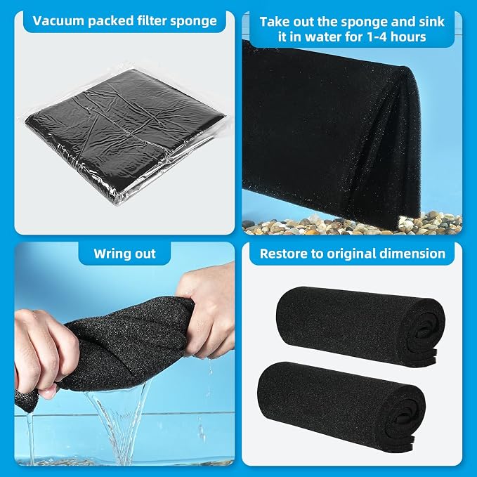 AQUANEAT 2 Pack Aquarium Bio Sponge Filter Media Pad Cut-to-Size Open Cell Foam