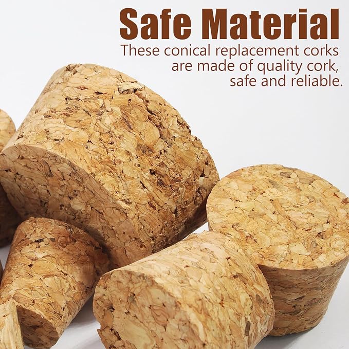 Uenhoy 40 Pcs Soft Wood Corks 8 Size, Wooden Tapered Cork Plugs Wine Bottle