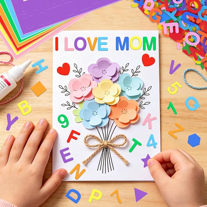 1328 PCS Foam Letter Stickers, Foam Alphabet Number Shape Stickers, Self