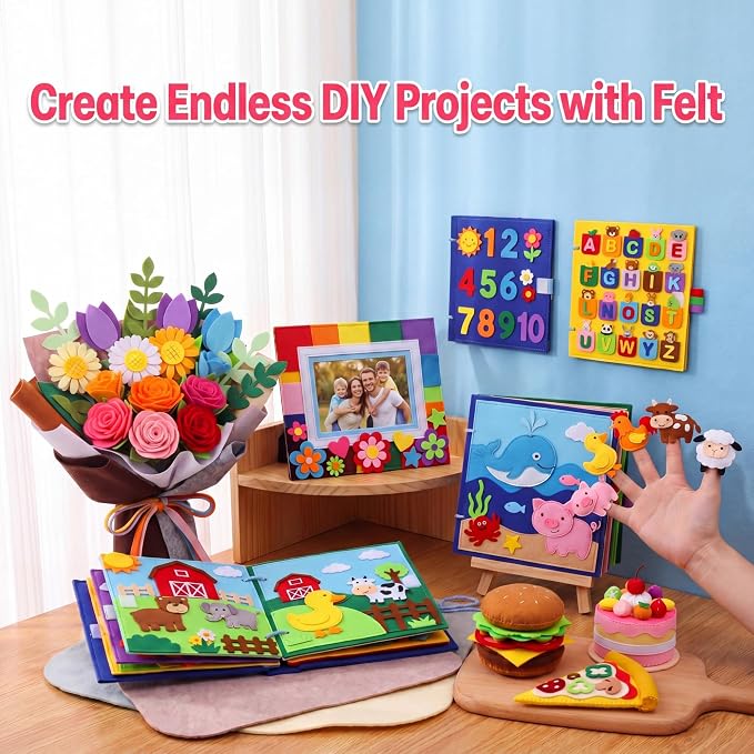 Moukeren 120 Pcs 9.8 x 9.8 Inch Felt Sheets Bulk