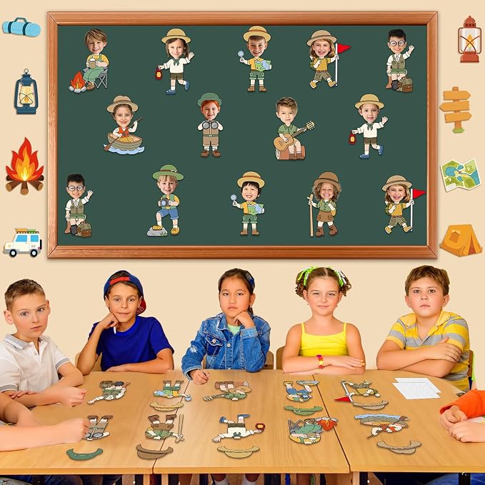 60pcs Camping Theme DIY Cutouts Camper Bulletin Board Decoration Set Camping
