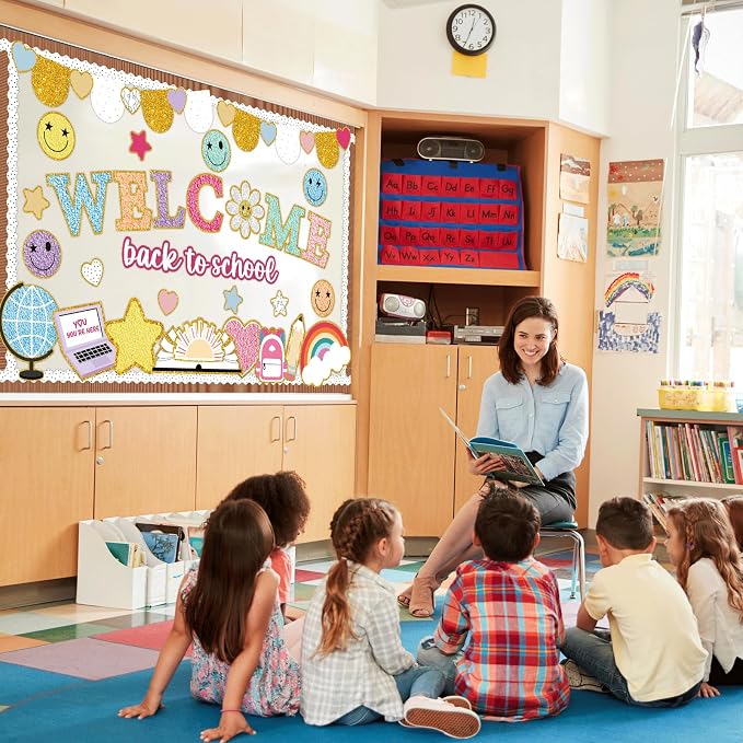 Welcome Back to School Bulletin Board Set Boho Groovy Classroom Decorations