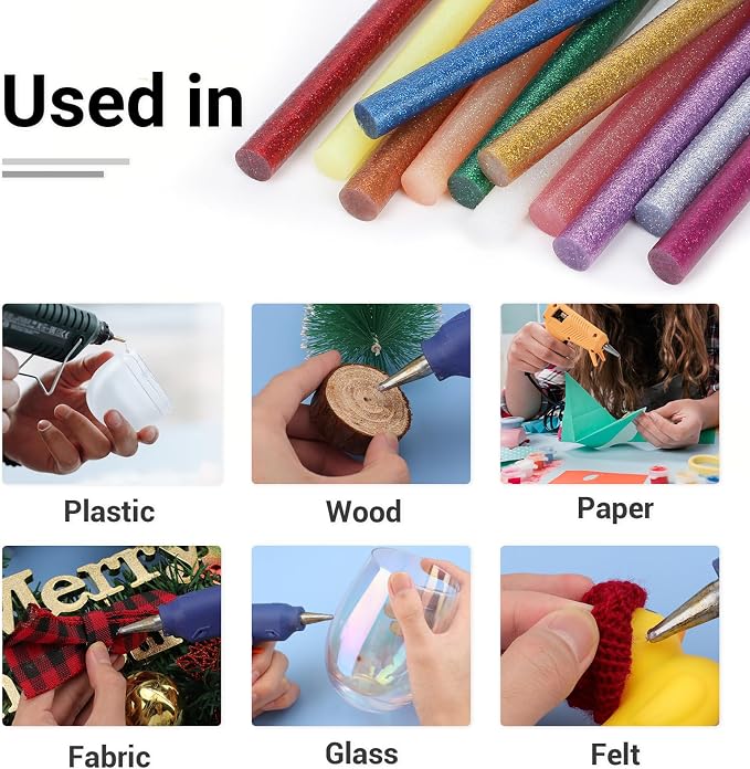 ENPOINT Glitter Color Hot Glue Sticks Full Size, Adhesive Glue Sticks Standard