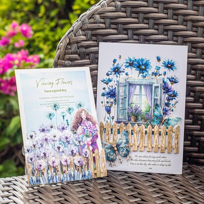 AurriiLeaf Viewing Flowers PET Sticker Set, Journaling, DIY Projects, and Art