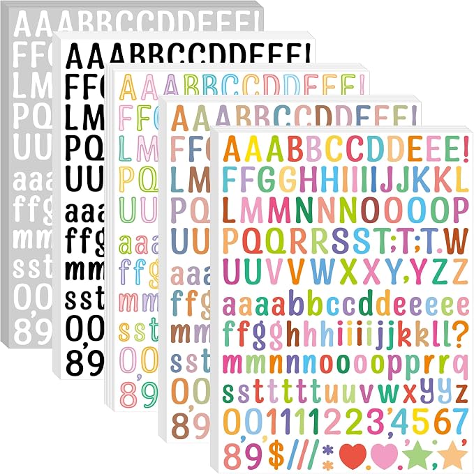 Letter Stickers 0.5 inch, Self-Adhesive Vinyl Waterproof ABC Letter Stickers