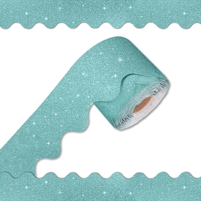 70Ft Shine Light Blue Bulletin Board Borders，Scalloped Poster Boards