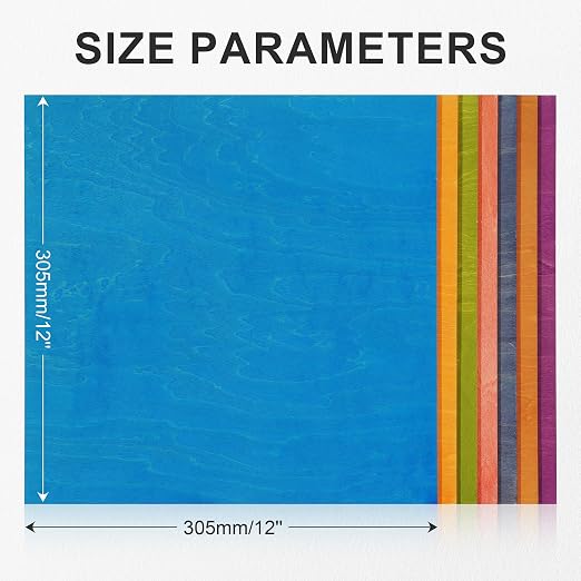 7 Pack Colored Plywood Sheets, 3mm Basswood