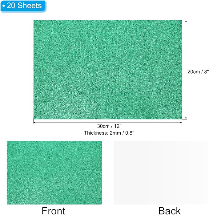 PATIKIL Dark Green Shiny EVA Glitter Foam Sheet 11 x 8 Inch 2mm Thick