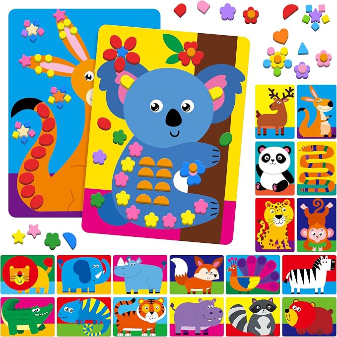 SpriteGru Foam Sticker Art Activity, 20 Wild Animal Art Boards