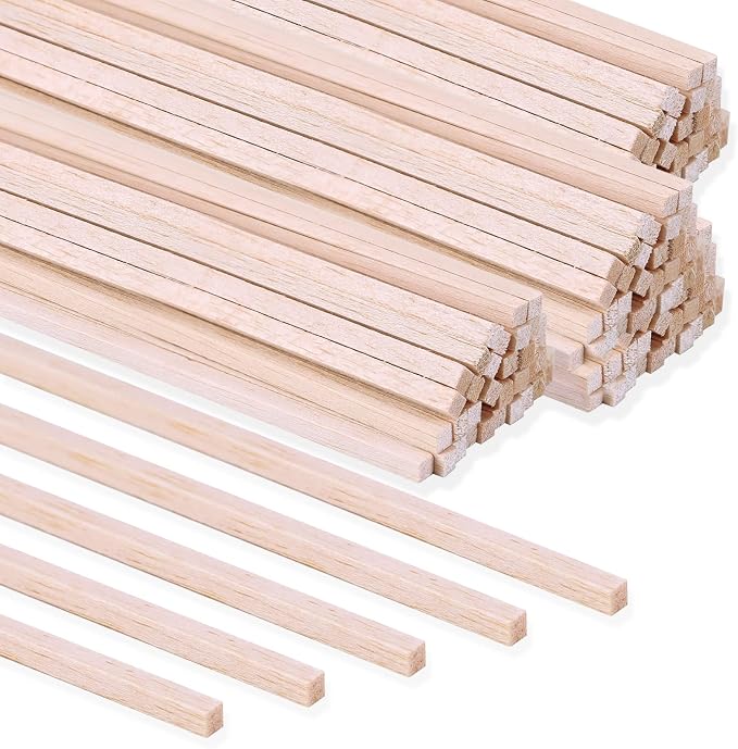 280Pcs Balsa Wood Sticks 1/8 x 1/8 x 12 inch Wood Strip Square Wooden Dowel |