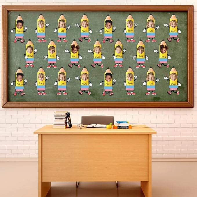 60Pcs Pencil Photo Paper Cutouts Pencils Bulletin Board Decor Pencil DIY Photo