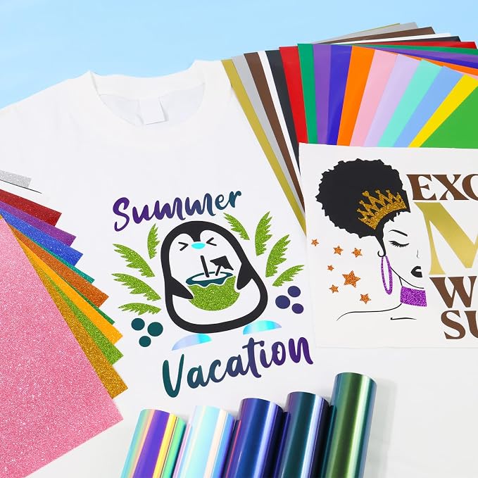 Heat Transfer Vinyl Bundle-47 Pcs 12" x 10" Iron on Vinyl