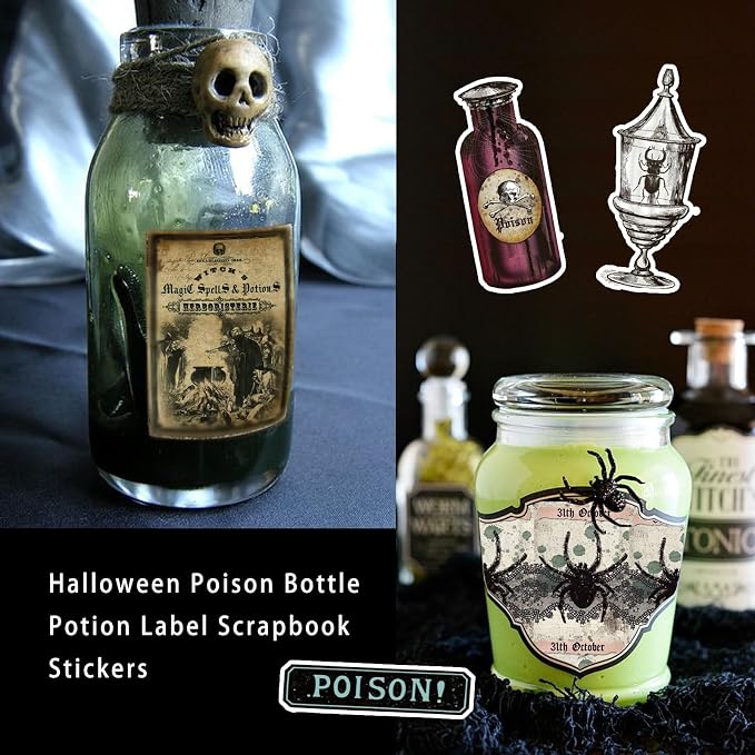 Prstincol 106 Pcs Potion Labels Stickers, Apothecary Sticker Dark Aesthetic