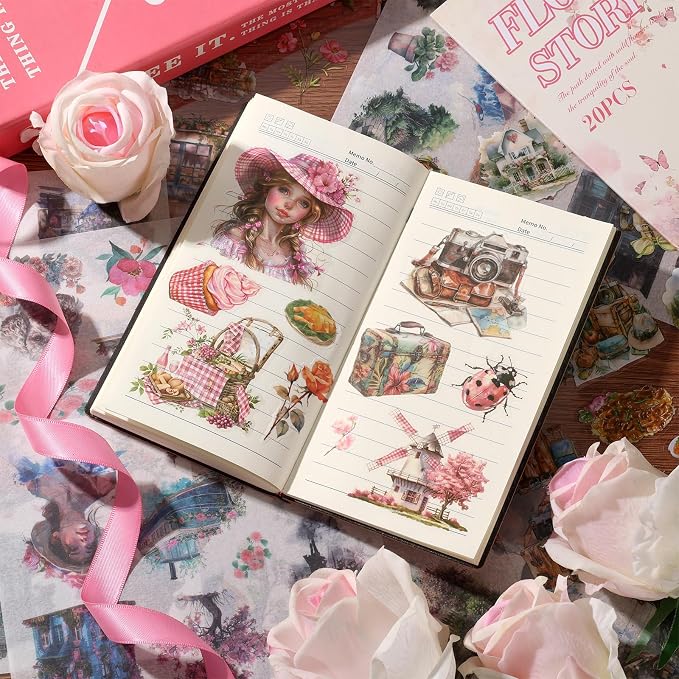 Scrapbook Stickers 20 Sheets 240 Pre-Cut Washi Stickers