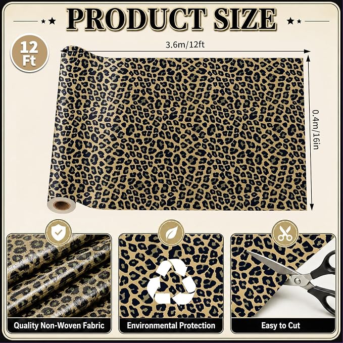 Leopard Print Bulletin Board Roll Non-Woven Fabric Poster 16in X 12ft | Back to