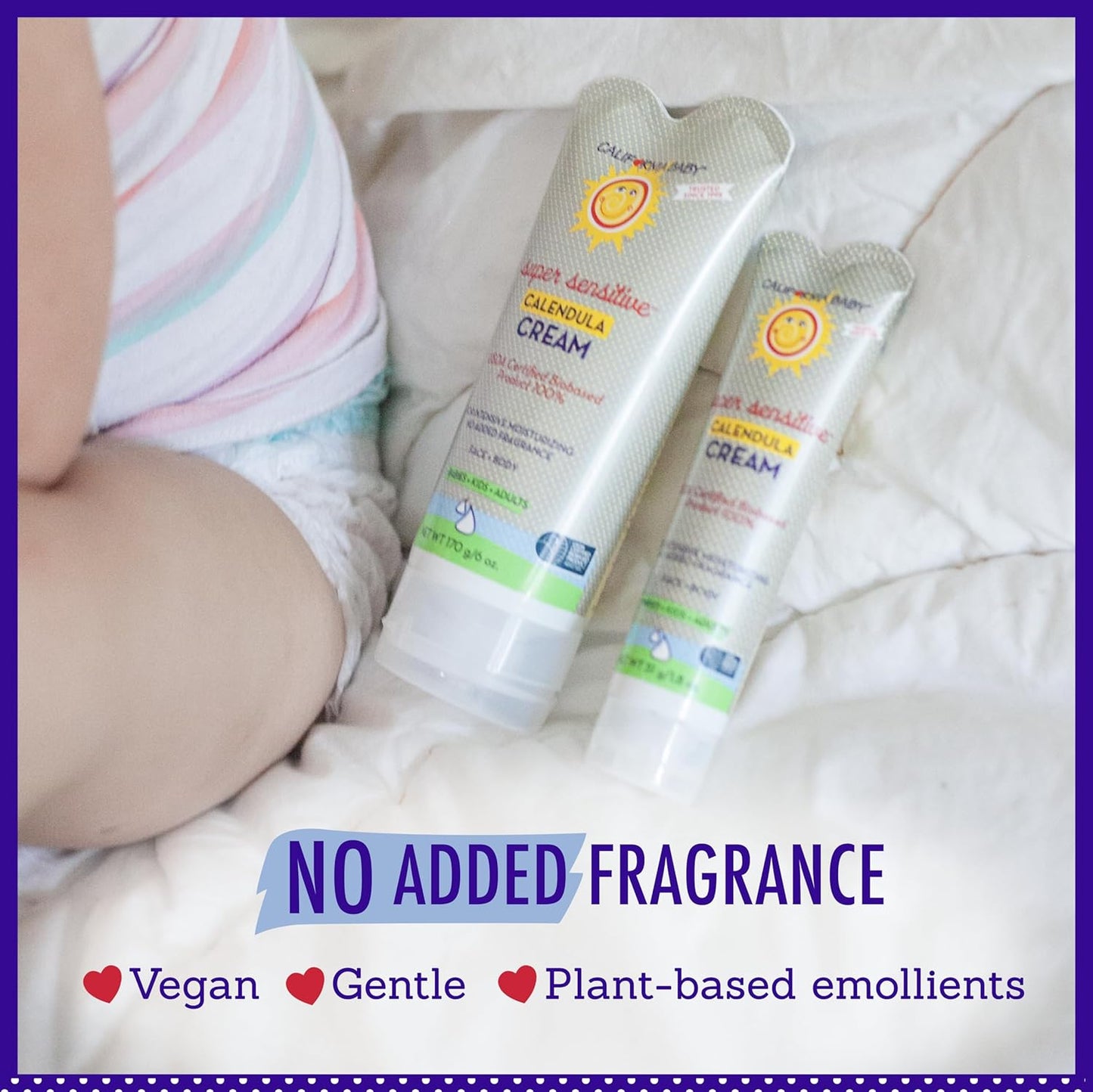 California Baby Calendula Cream (Unscented) | 100% Plant-Based Moisturizer | Soothing Unscented Baby Lotion | Hypoallergenic Lotion | 1.8 oz / 51g