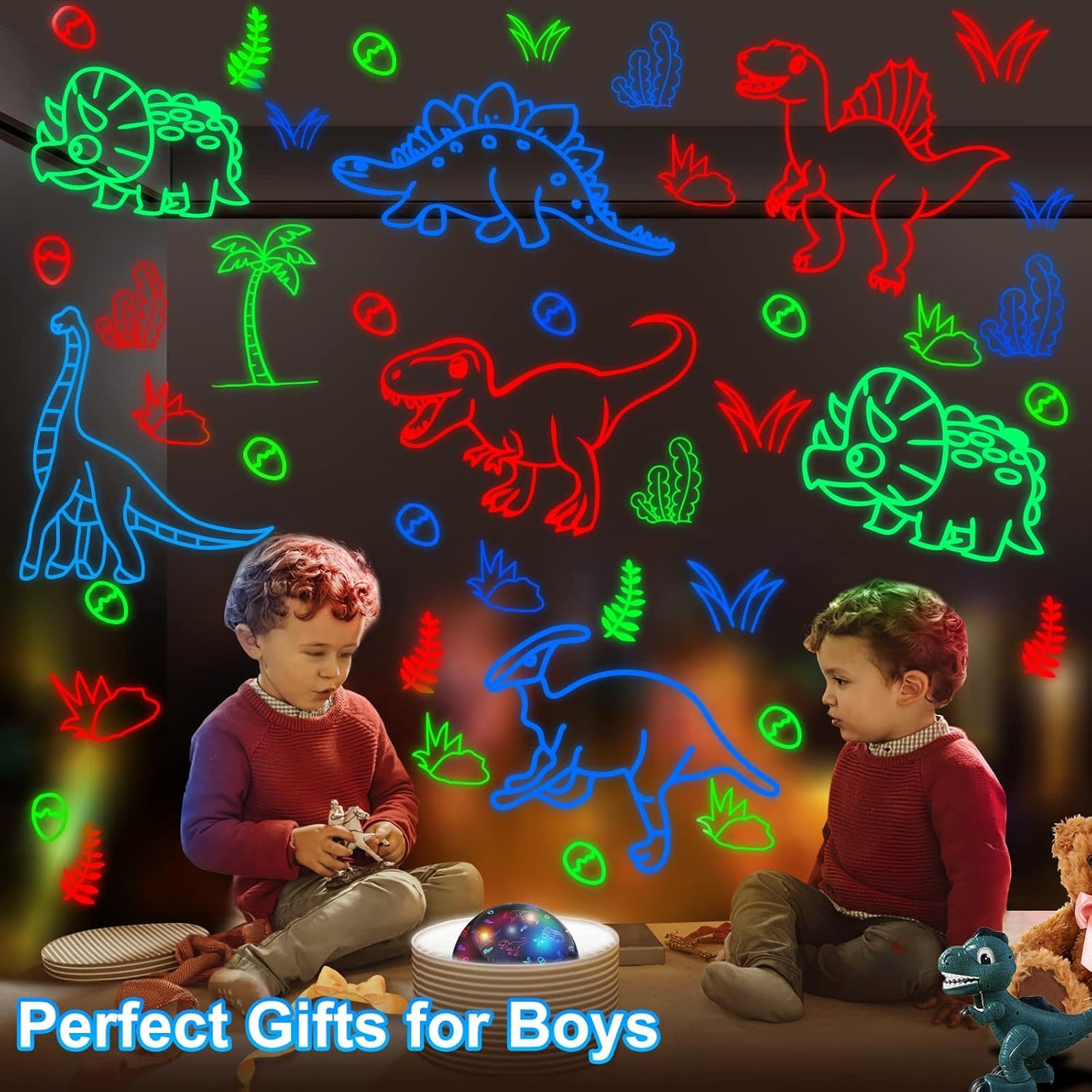 YACHANCE Dinosaur Night Light Projector for Kids with Timer&Remote.Dinosaur Gifts for 1-12 Year Boy.Dinosaur Toys for Kids 5-7 Year Old.Dinosaur Decor for Boys Room.Baby Night Light with 29 Sounds