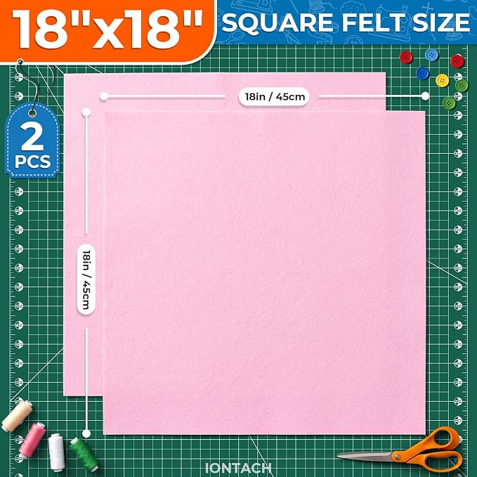 IONTACH 18" X 18" Soft Felt Sheets 1.6mm Thick | Acrylic Felt Fabric Sheets