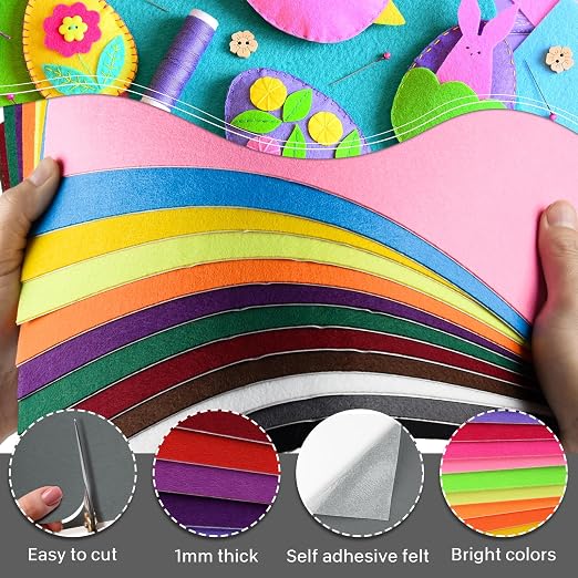 Morcheiong 12 Pcs Self Adhesive Felt Sheet Soft Felt Sheets