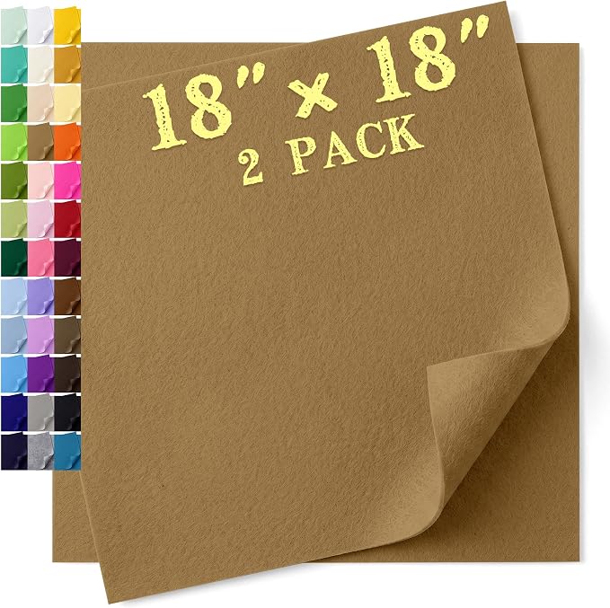 Felt Fabric Sheet 18 x 18 Inch, 1.6mm Thick | Soft and Flexible Nonwoven