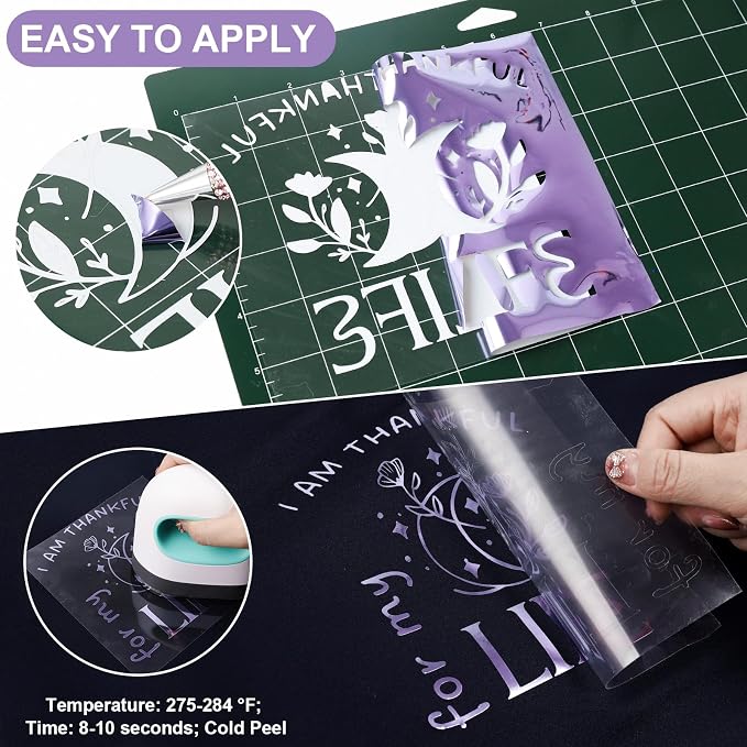 VINYL FROG Light Purple Metallic Foil Heat Transfer Vinyl Roll 12" x5ft Light