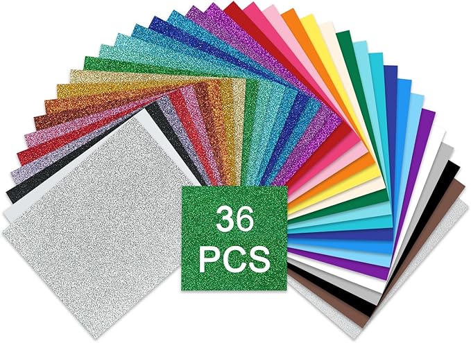 36 Pack HTV Heat Transfer Vinyl Sheets