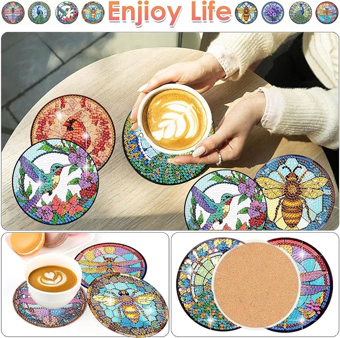ijbnhd 8 Pcs Animals Diamond Painting Coasters |