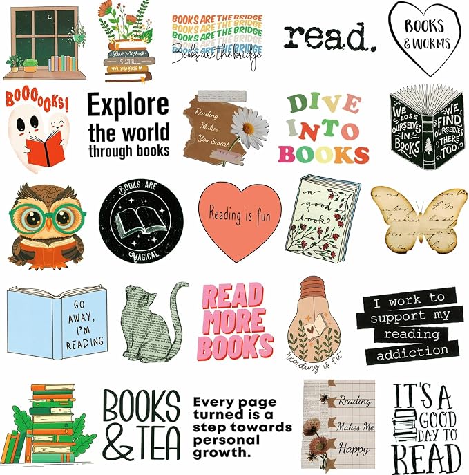 200PCS Book Stickers for Kindle, Bookish & Booktok Reading Stickers for Water