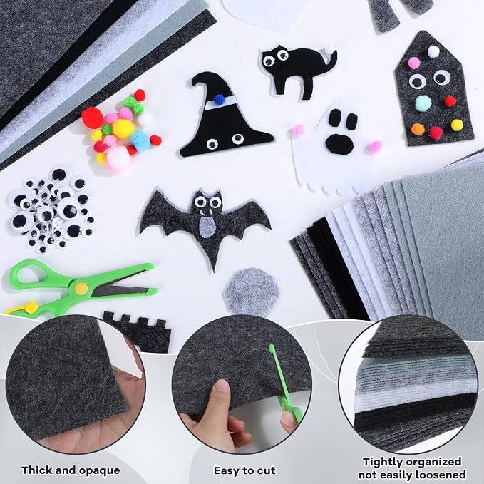 42Pcs Black Gray Fabric Sheets 8 x 12 Inch Assorted Soft Black Gray White Thick