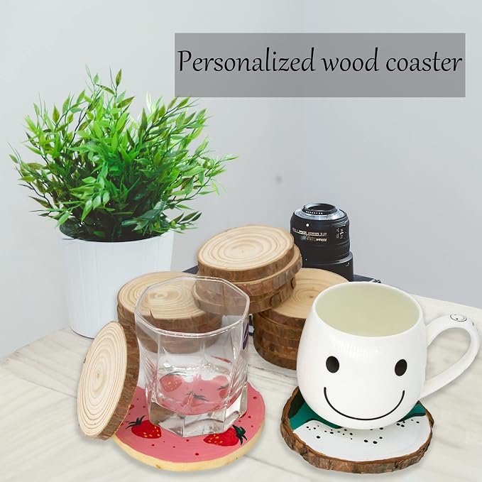 Unfinished Natural Wooden Slices 60 Pcs 3.2-4 Inch Wood Circles