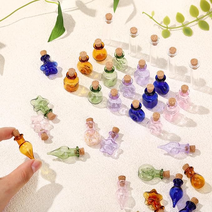 Geiserailie 80 Pieces Tiny Glass Bottles Spell Jars