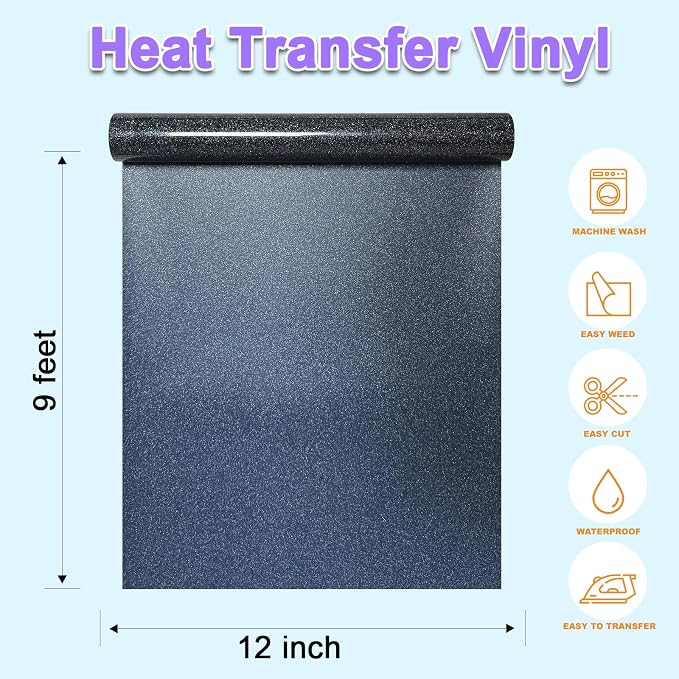DUEUIOE Glitter Heat Transfer Vinyl