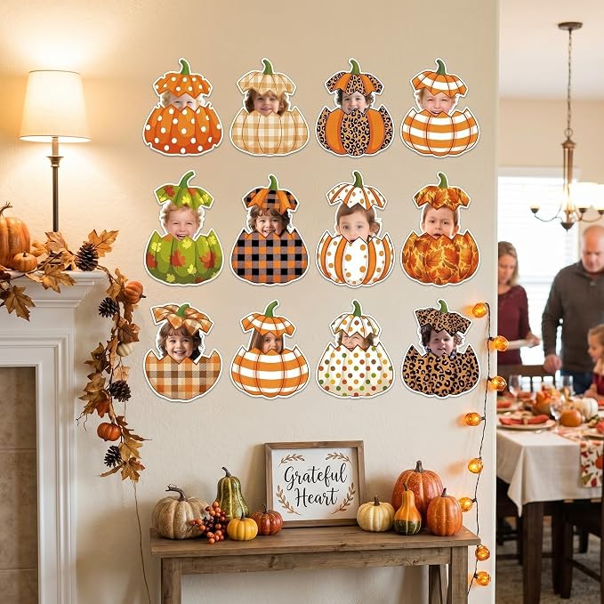 Gersoniel 72 Pcs Kid Fall Pumpkin Decor Autumn Bulletin Board Cutout | Autumn