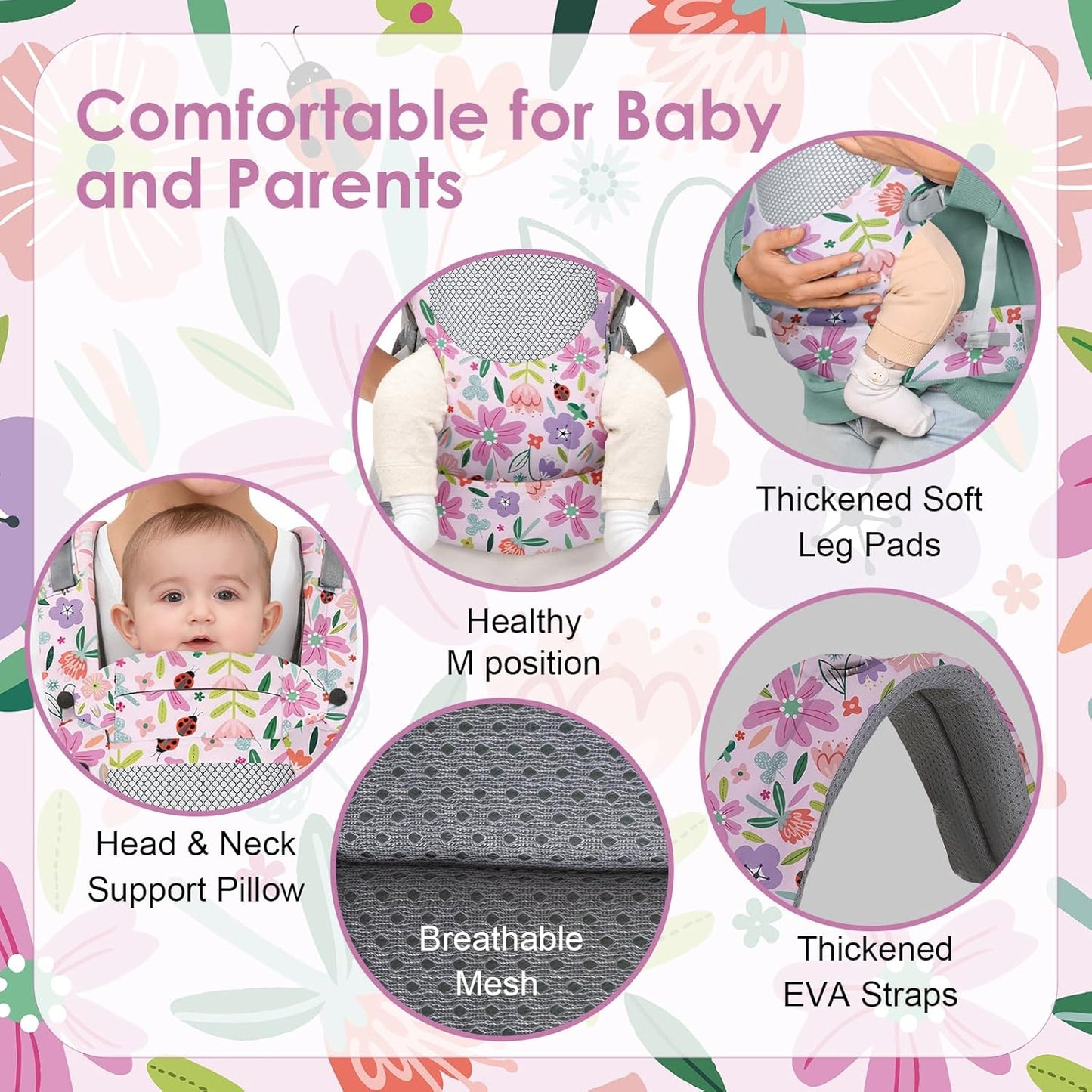 Infant Baby Front Carrier, Toddler Body Carrier, 7-66 Lbs Ergonomic Design, Lumbar Support, Lightweight Baby Chest Carriers (3-36 Months)