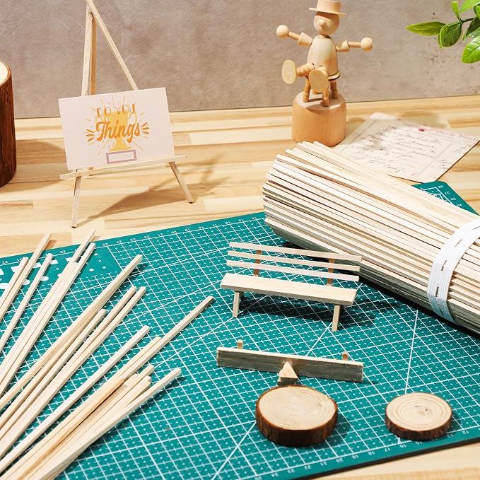 Menkxi 480 Pcs Balsa Wood Sticks 1/8 x 1/8 x 12 Inch Wood Strips Hardwood