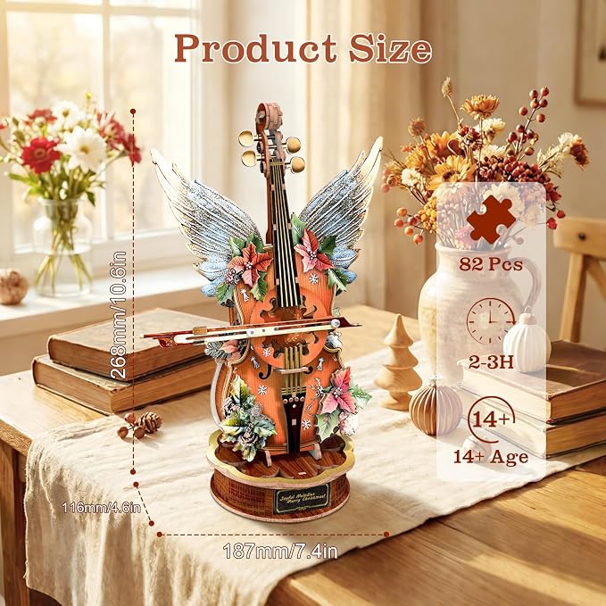 3D Puzzles for Adults, Wooden Model Kits-Music Box, DIY Mechanical Musical