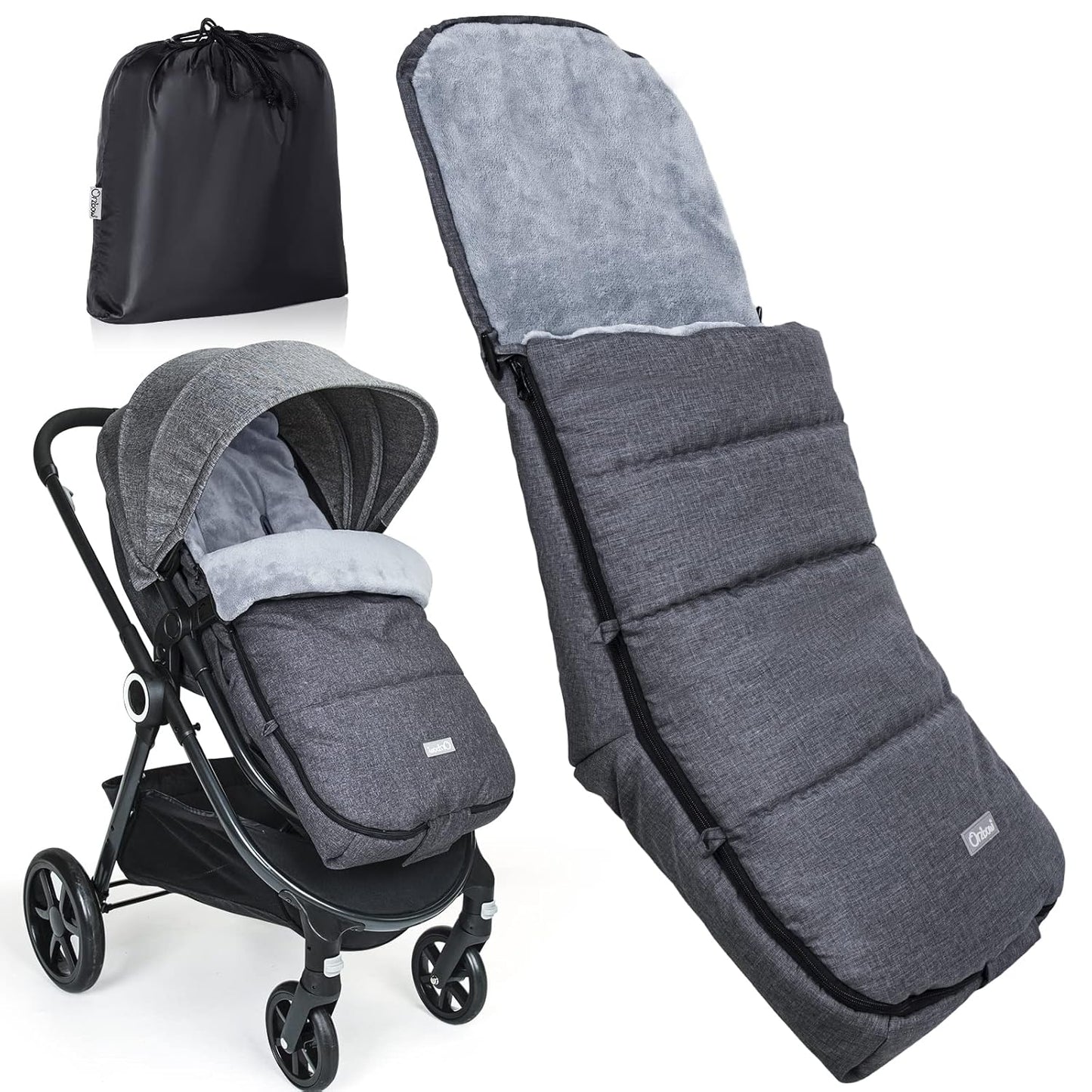 Orzbow Warm Bunting Bag Universal,Christmas Gifts Stroller Sleeping Bag Cold Weather,Waterproof Toddler Footmuff (Dark grey)