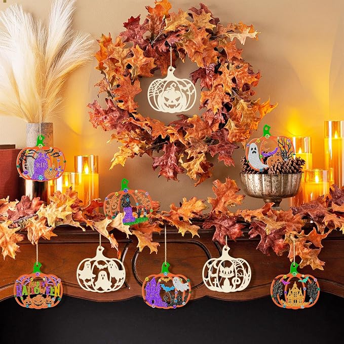 36PCS Wooden Pumpkins Ornaments to Paint Halloween Thanksgiving Decoration