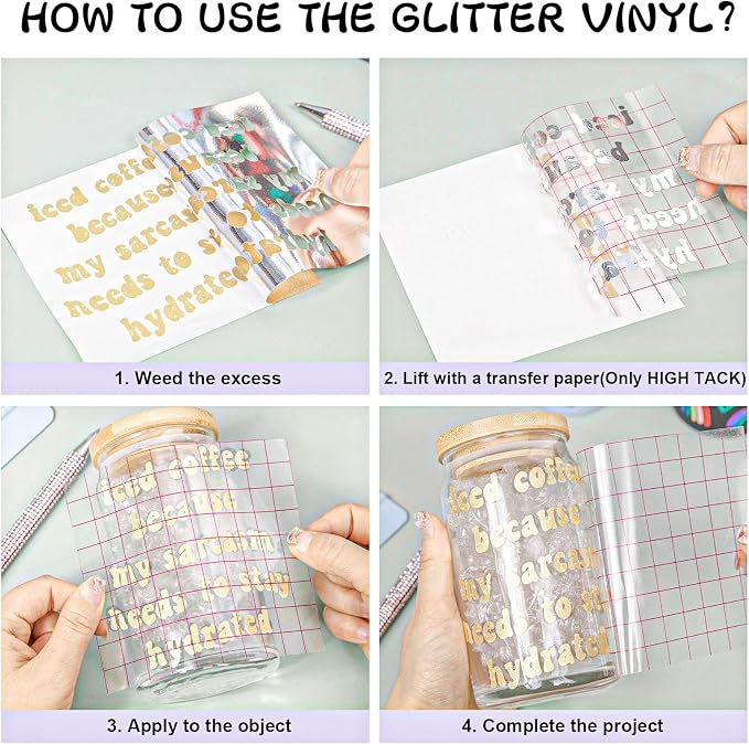 VINYL FROG Shimmer Adhesive Vinyl 12"x60" Gold Glitter Craft Permanent Vinyl