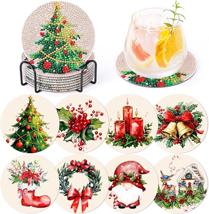 Christmas Diamond Art Painting Coasters Kit