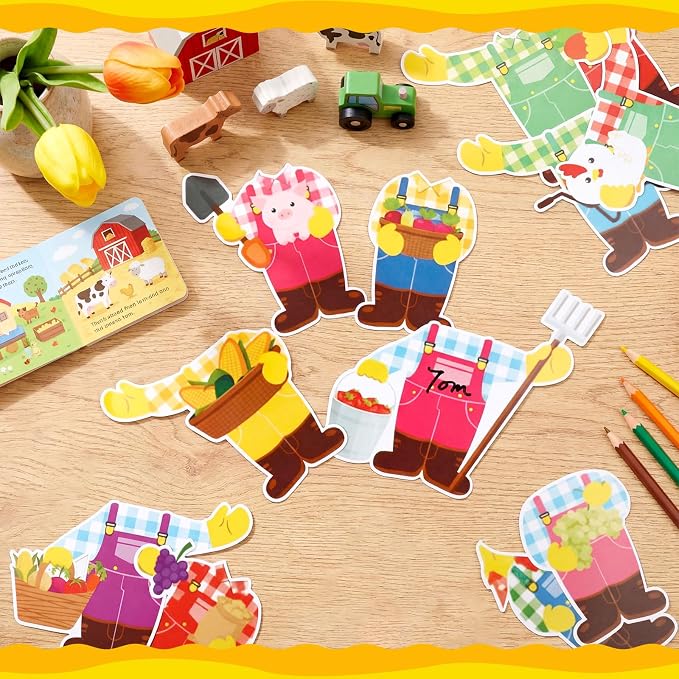 Gersoniel 72 Pcs Kid Farm Classroom Decor Farm Animal Bulletin Board Cutout |