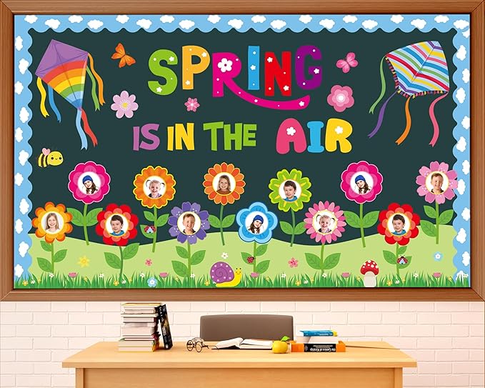 Spring is in The Air Bulletin Board Set Colorful Floral Butterfly Photo Craft