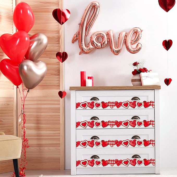 FYSUIMU 65.6 Ft Valentine's Day Bulletin Board Borders Vintage Red Heart Shaped